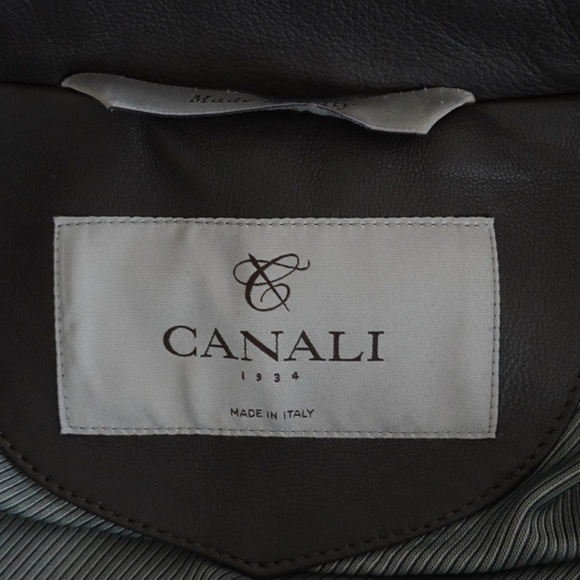 New with Tags Canali Matte Leather Biker/Bomber Jacket Size 52 Italy=US L - Picture 10 of 14